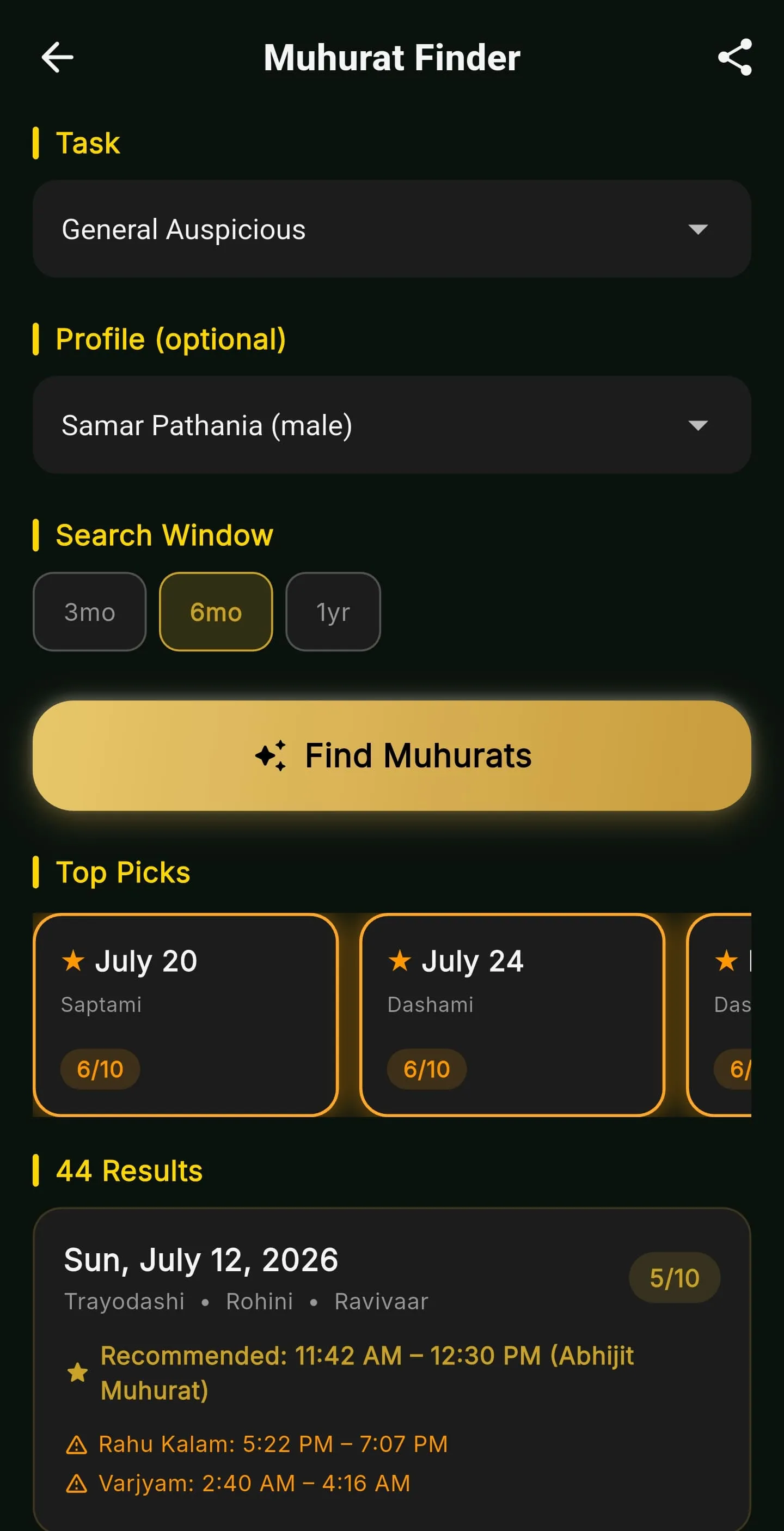Muhurat Finder